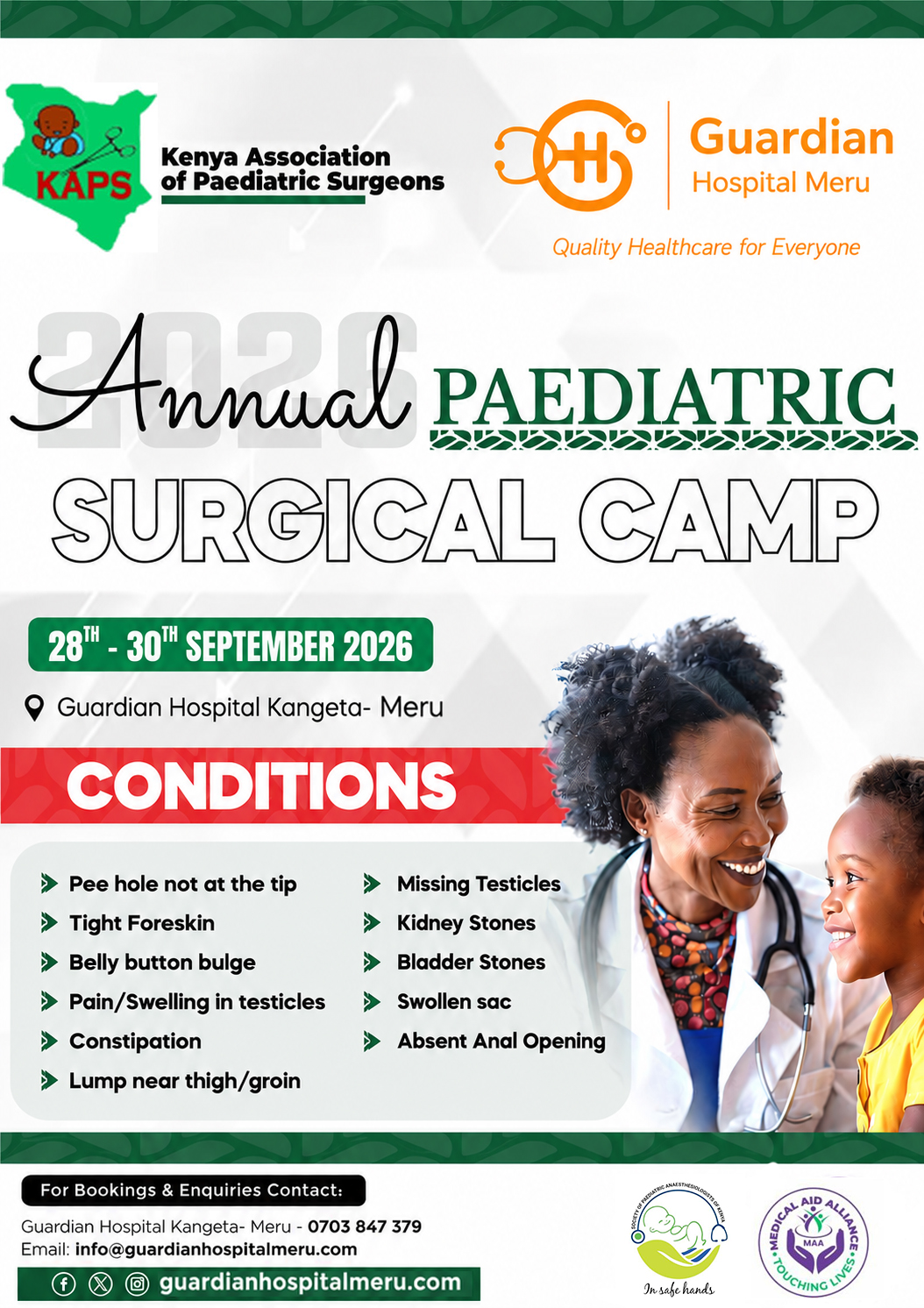 Guardian Hospital Meru and KAPS 2026 Annual Paediatric Surgical Camp